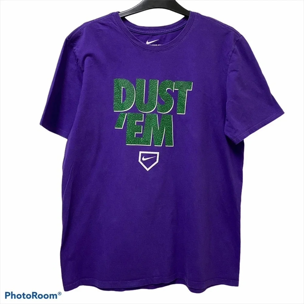 Nike "Dust Em" Athletic Cut Baseball T-Shirt L - Picture 1 of 3
